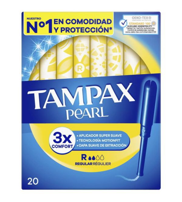 TAMPONES 100%ALGODON TAMPAX PEARL REGULAR 20 U