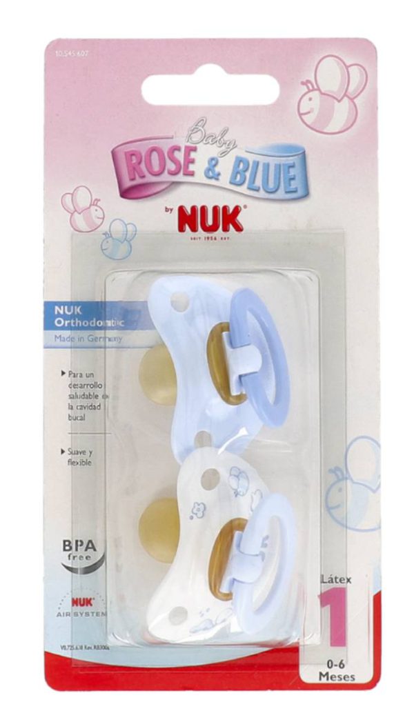 CHUPETE NUK T1 BLUE LATEX 2UNI